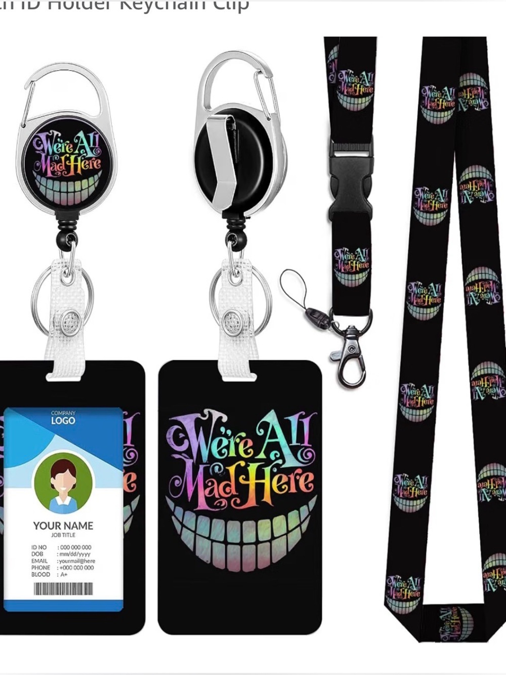 NEW Alice in Wonderland Lanyard ID Holder